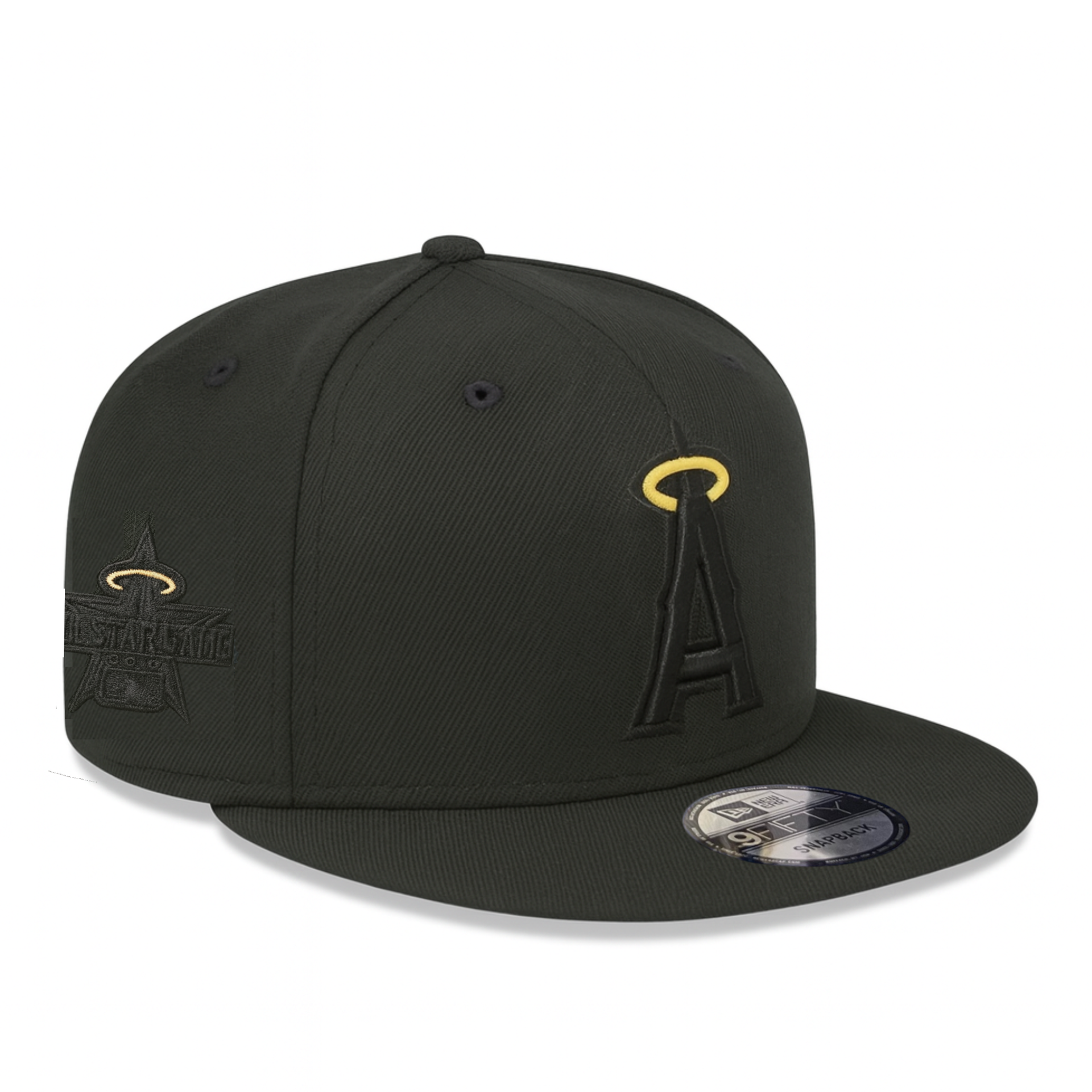 New Era Los Angeles Anaheim Angels Black Out Gold Halo 9FIFTY Snapback Hat