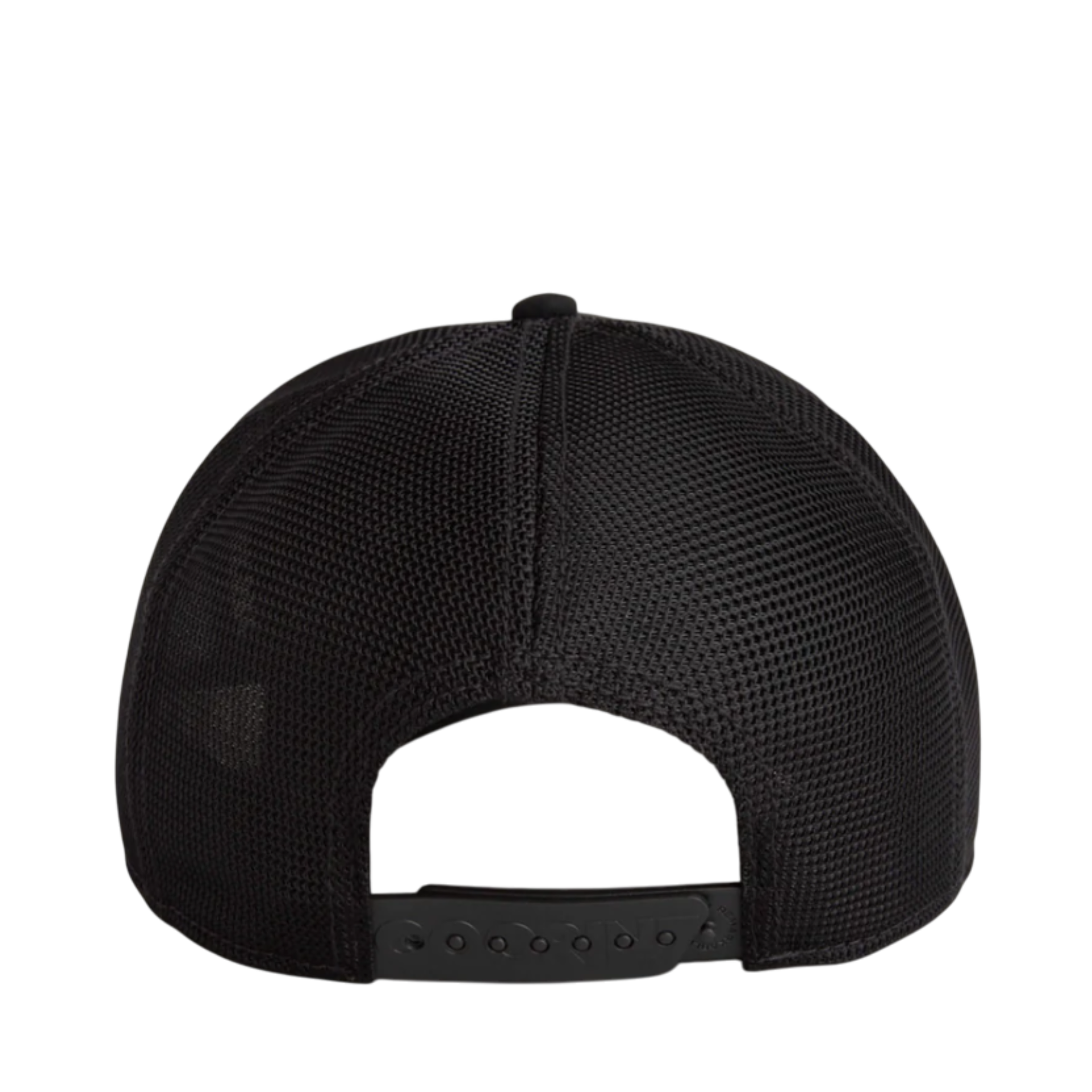 Back of Goorin Bros Golden Cock Black Trucker Snapback Hat