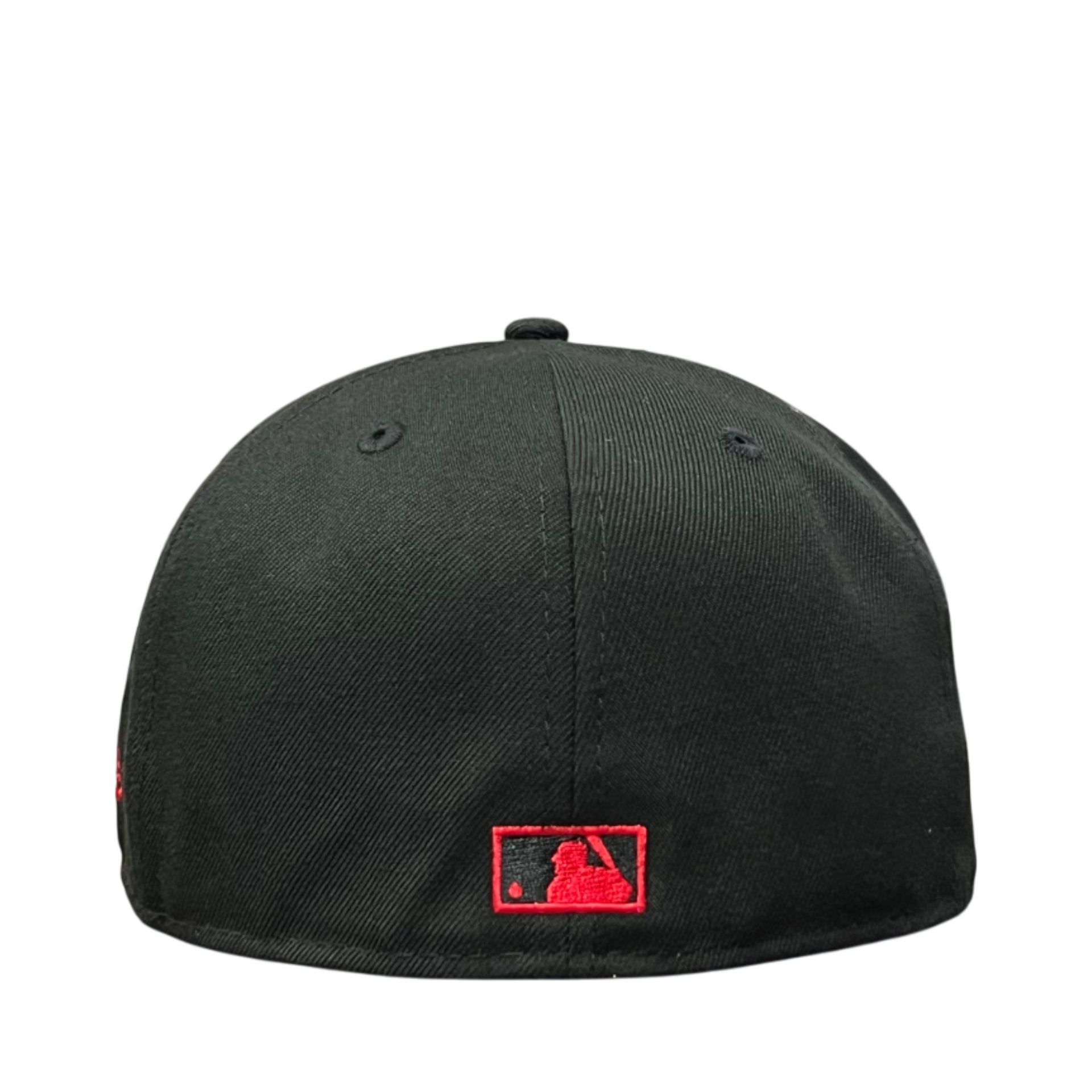 Back of Los Angeles Anaheim Angels Black Red Halo 59FIFTY Fitted Hat