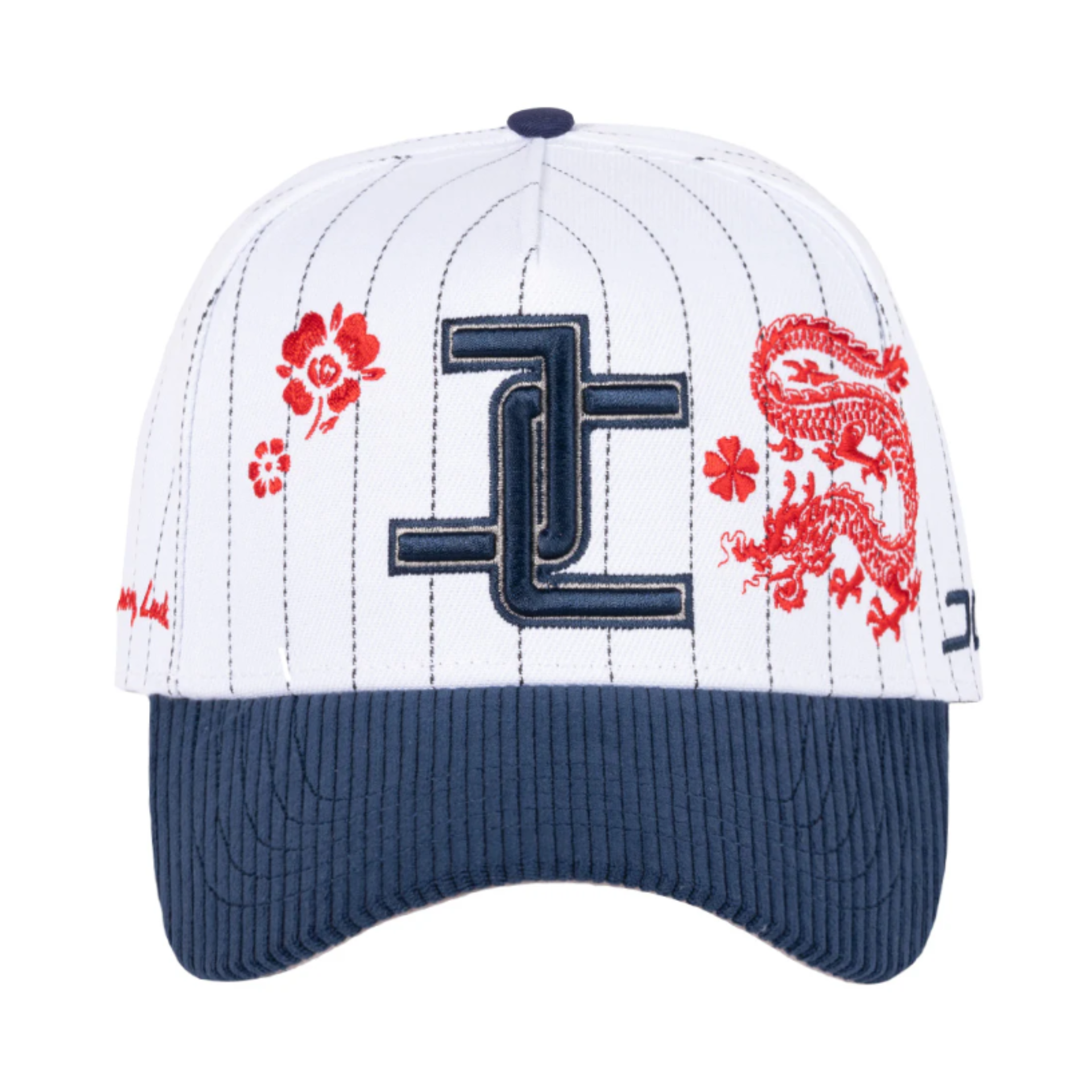 JC Brand Dragon White Navy Snapback Hat