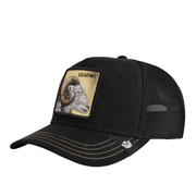 Side View of Goorin Bros Golden Legend Black Trucker Snapback Hat