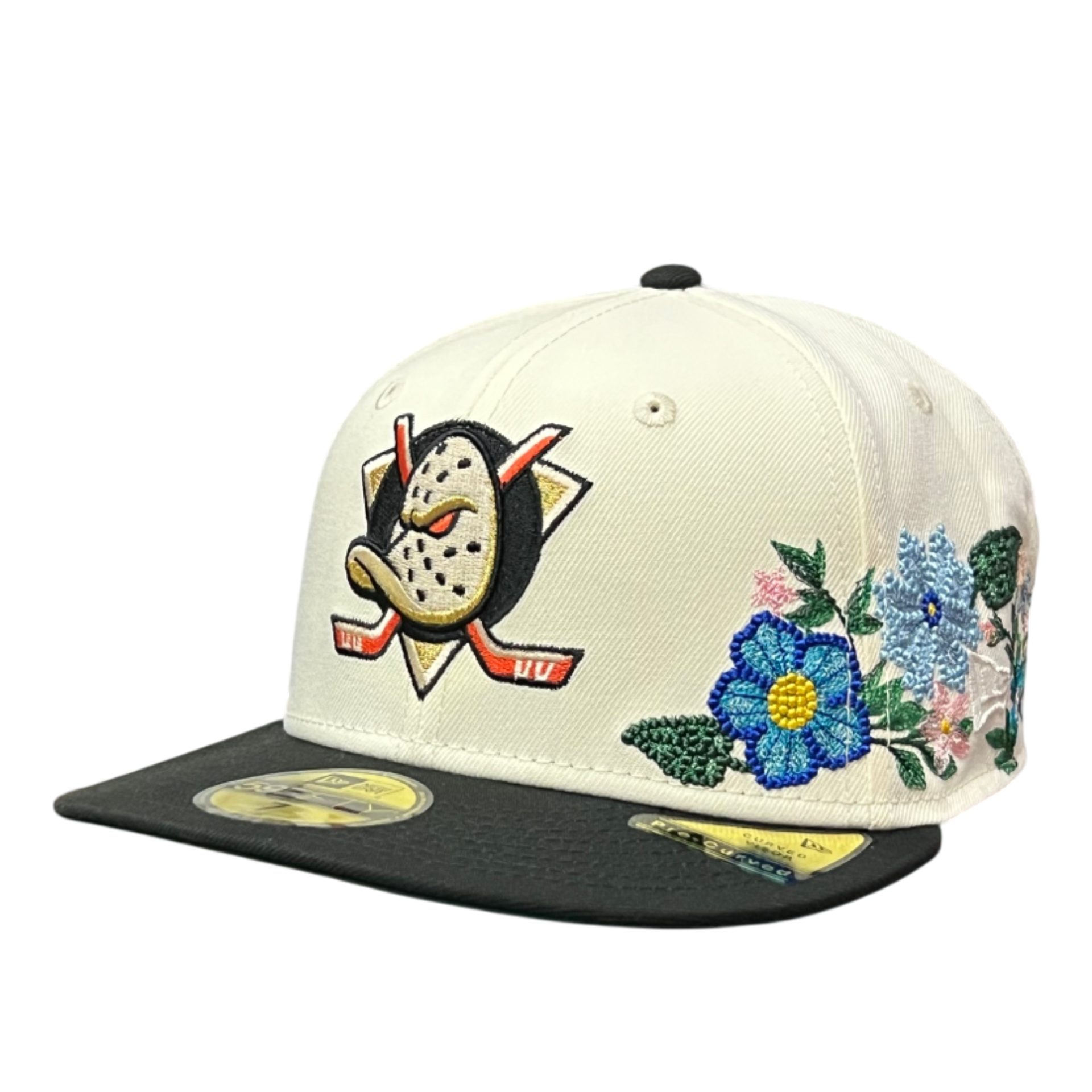 Anaheim Ducks Tonal Florals Chrome Black 59FIFTY Fitted Hat