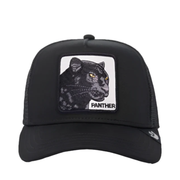 Front View of Goorin Bros The Panther Black Trucker Mesh Snapback