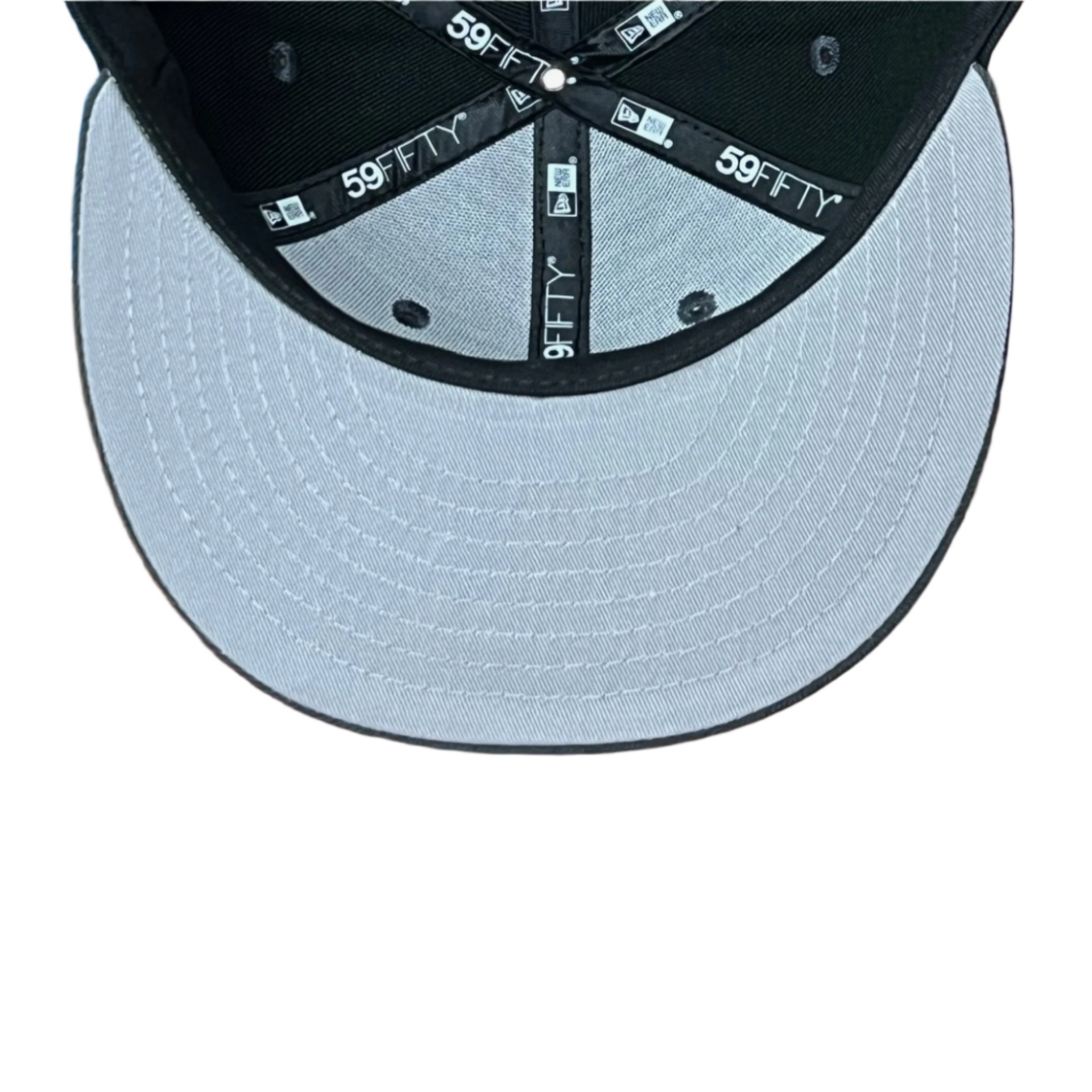 under visor of Anaheim Ducks Black White 59FIFTY Fitted Hat