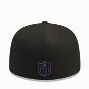 Back View of New Era Baltimore Ravens Oversized Logo Edition Black 59FIFTY Fitted Hat