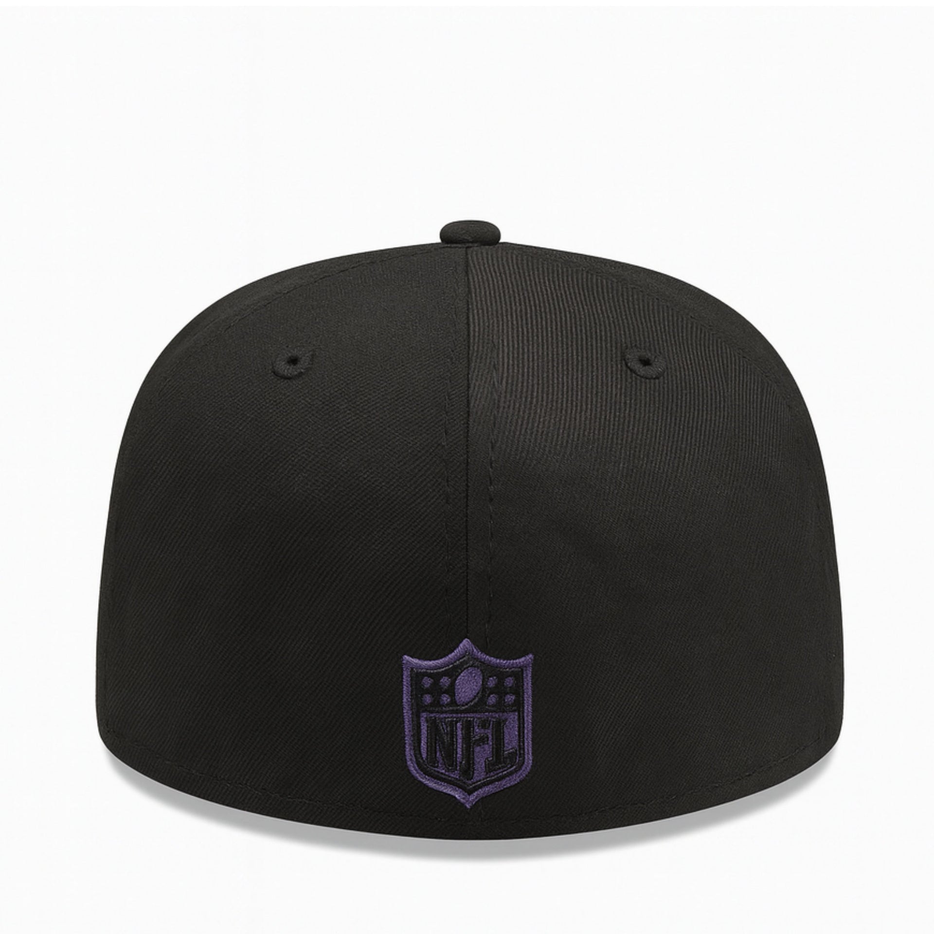 Back View of New Era Baltimore Ravens Oversized Logo Edition Black 59FIFTY Fitted Hat