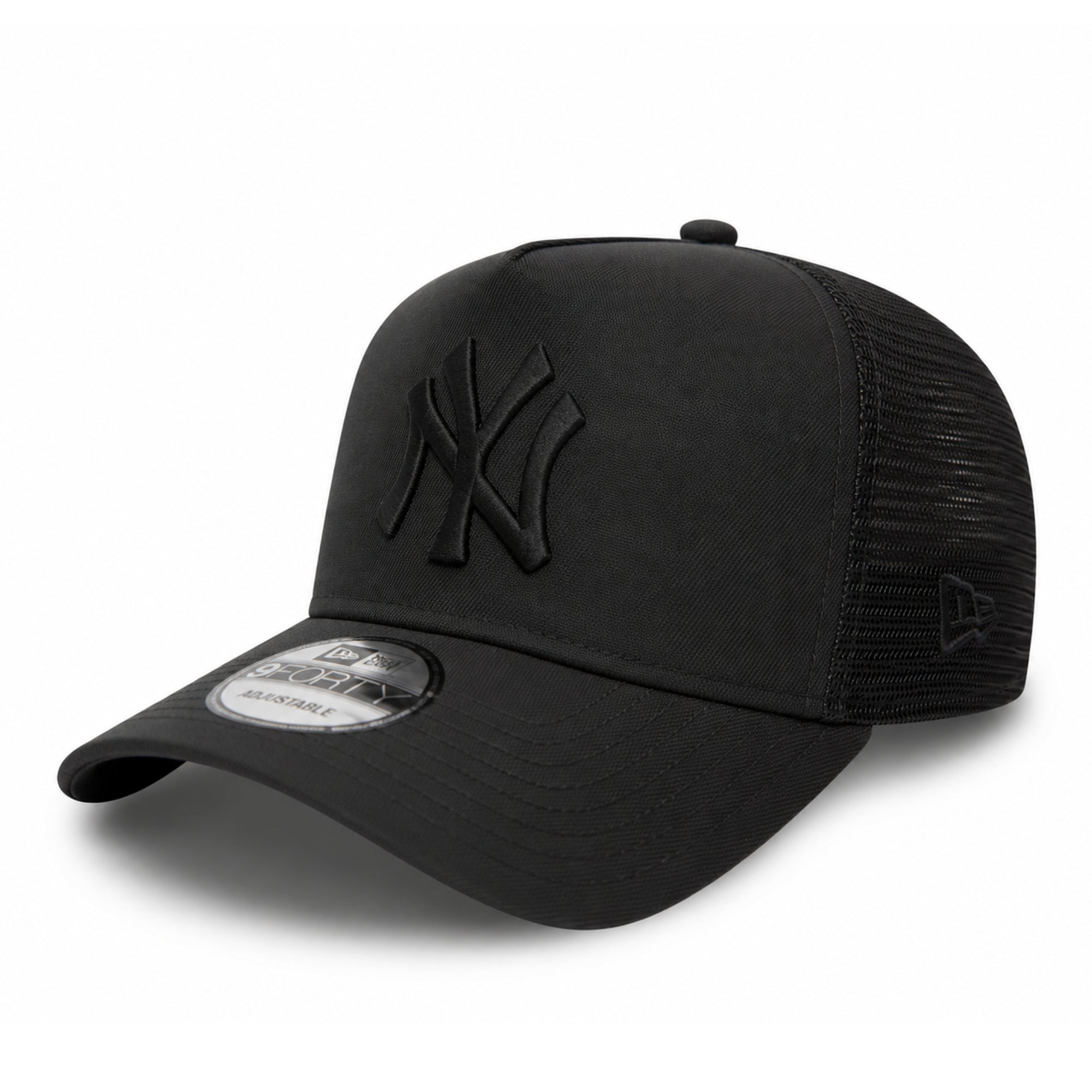 New Era New York Yankees Black on Black 9FORTY A-Frame Trucker Snapbac