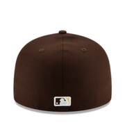 Back View of New Era San Diego Padres SD Brown Beige On-Field 59FIFTY Fitted Hat