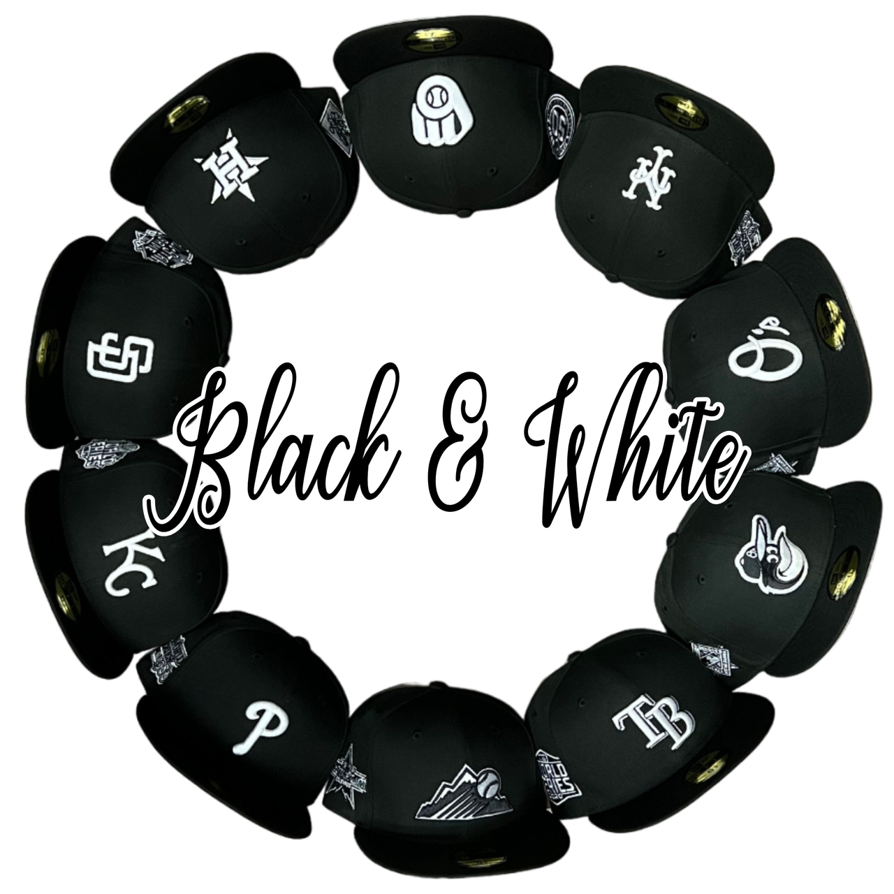 New Era black and white side patch collection