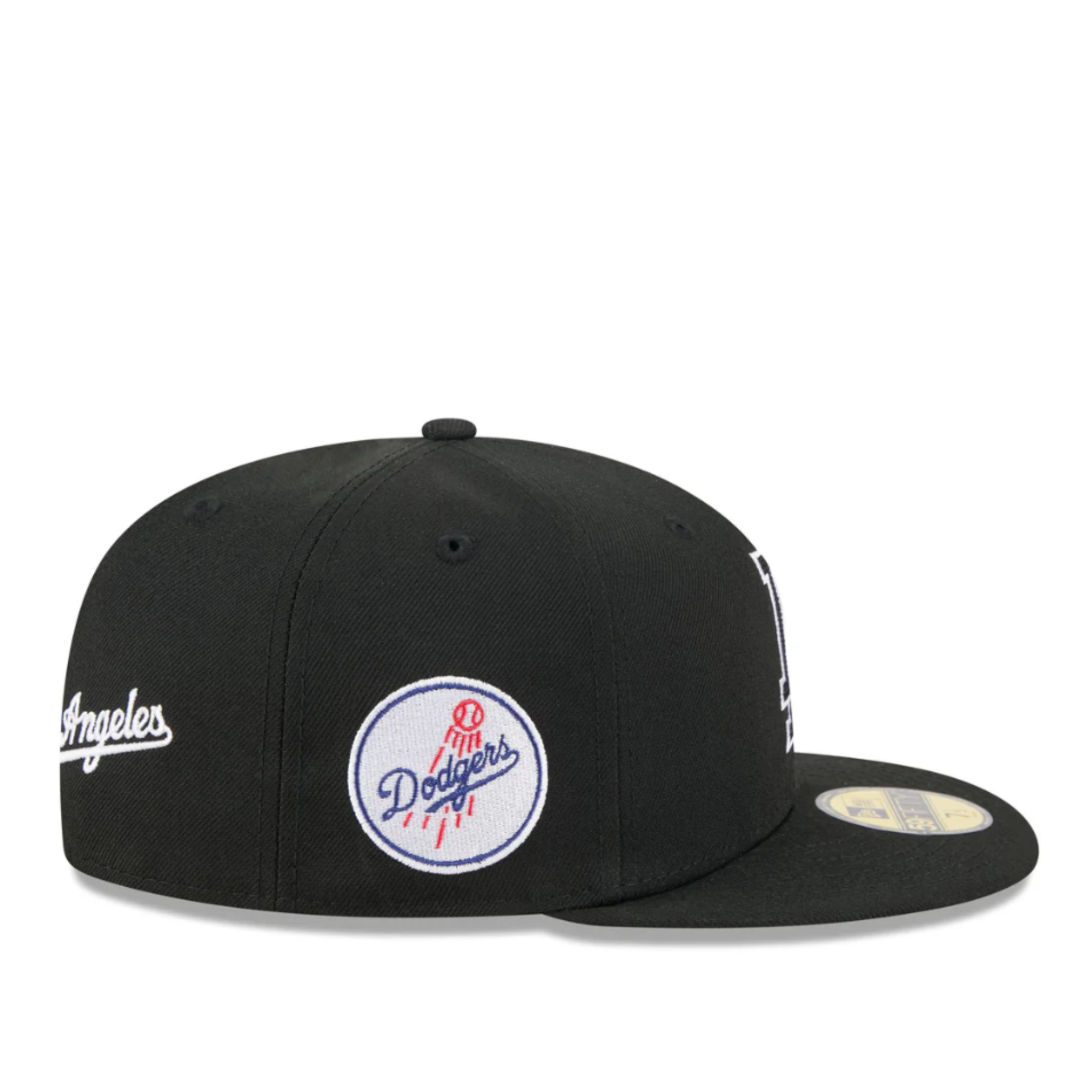 Left Side View of New Era x Alpha Industries Los Angeles Dodgers Black 59FIFTY Fitted Hat