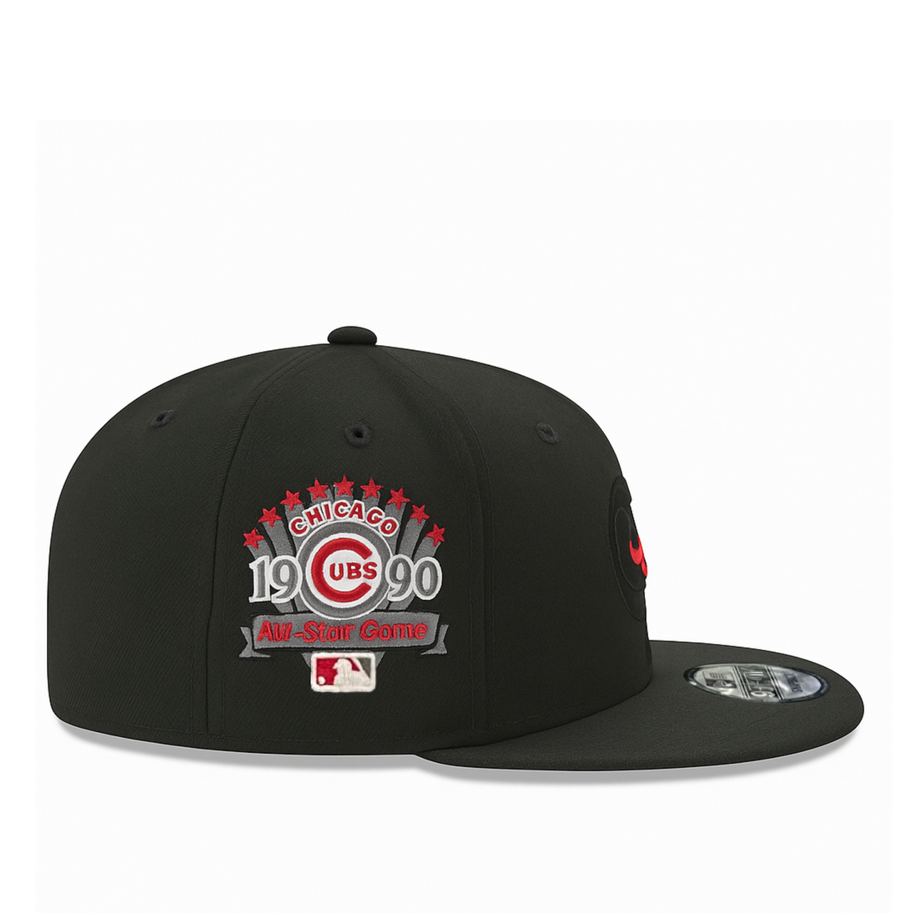 side patch of New Era Chicago Cubs Cooperstown 1990 ASG Black Red 9FIFTY Snapback Hat