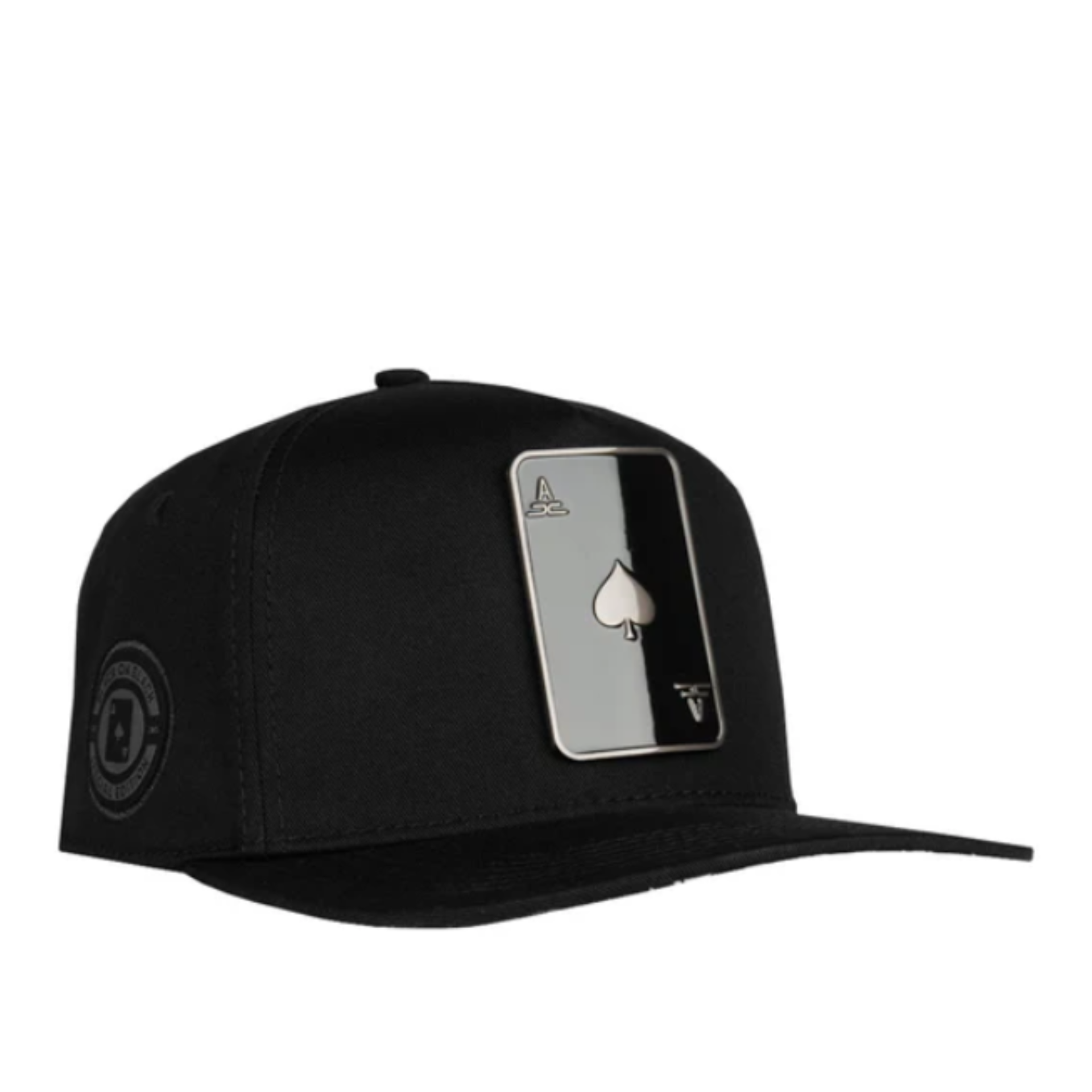 Black Ace Poker Card Metal Logo JC Snapback Cap