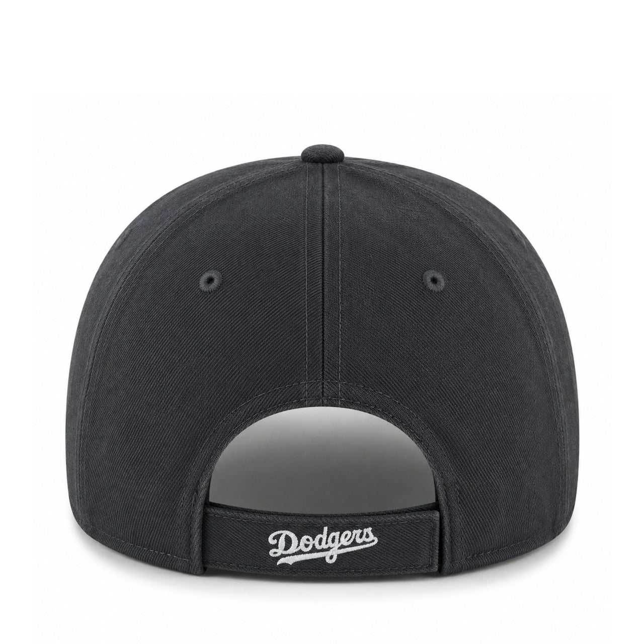 Black baseball cap with 'Dodgers' logo on the back against a white background