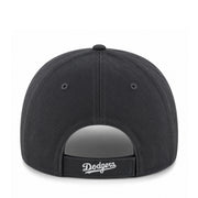 Black baseball cap with 'Dodgers' logo on the back against a white background