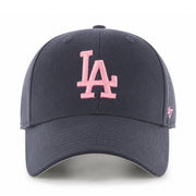 '47 Brand Los Angeles Dodgers Navy Pink MVP Adjustable Velcro Hat front view