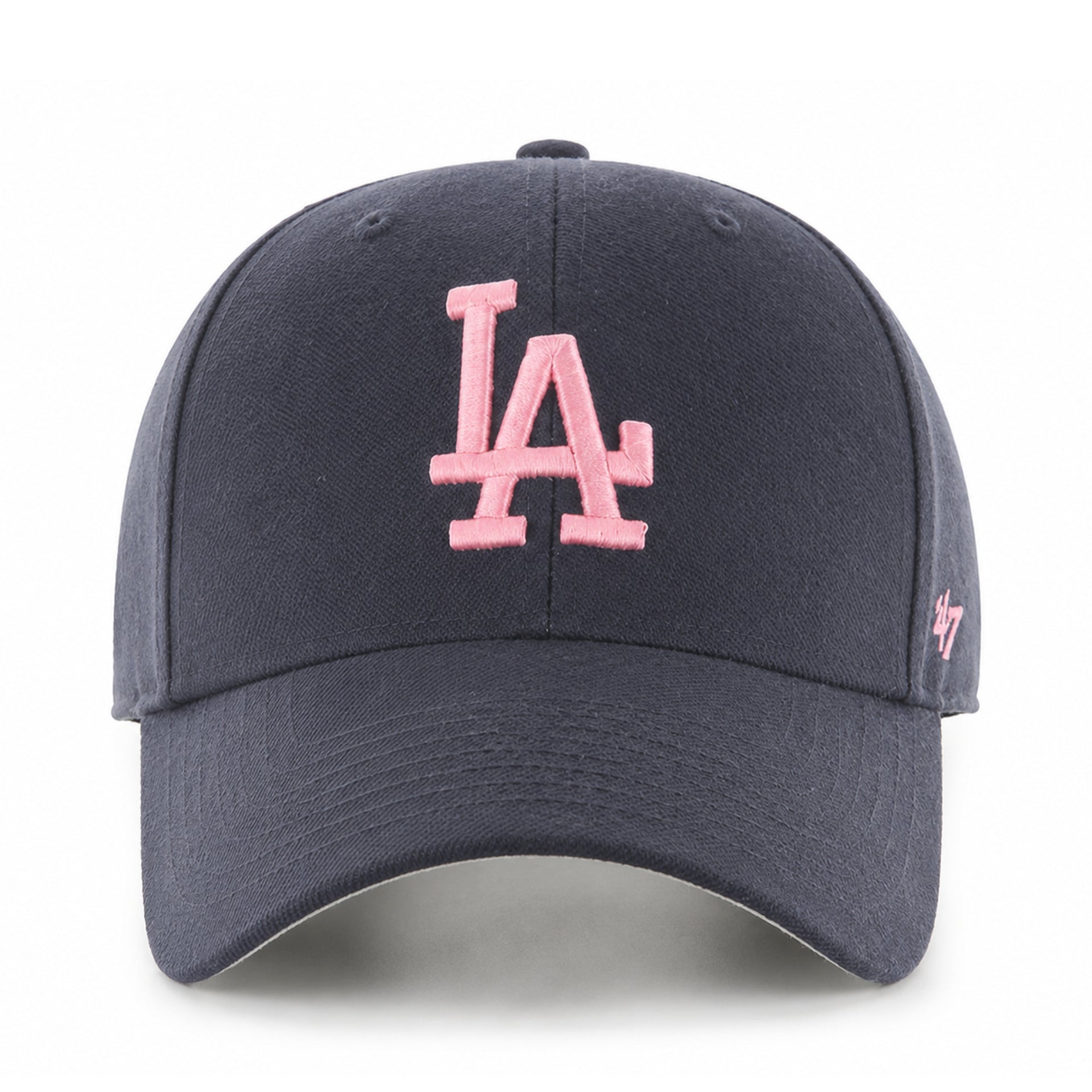 '47 Brand Los Angeles Dodgers Navy Pink MVP Adjustable Velcro Hat front view