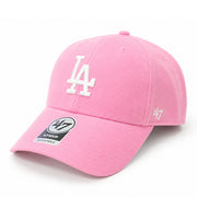 Pink baseball cap with LA logo and '47 brand on a white background