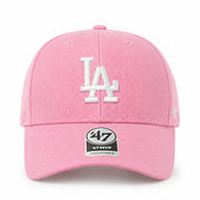 Pink baseball cap with LA logo and '47' brand on a white background
