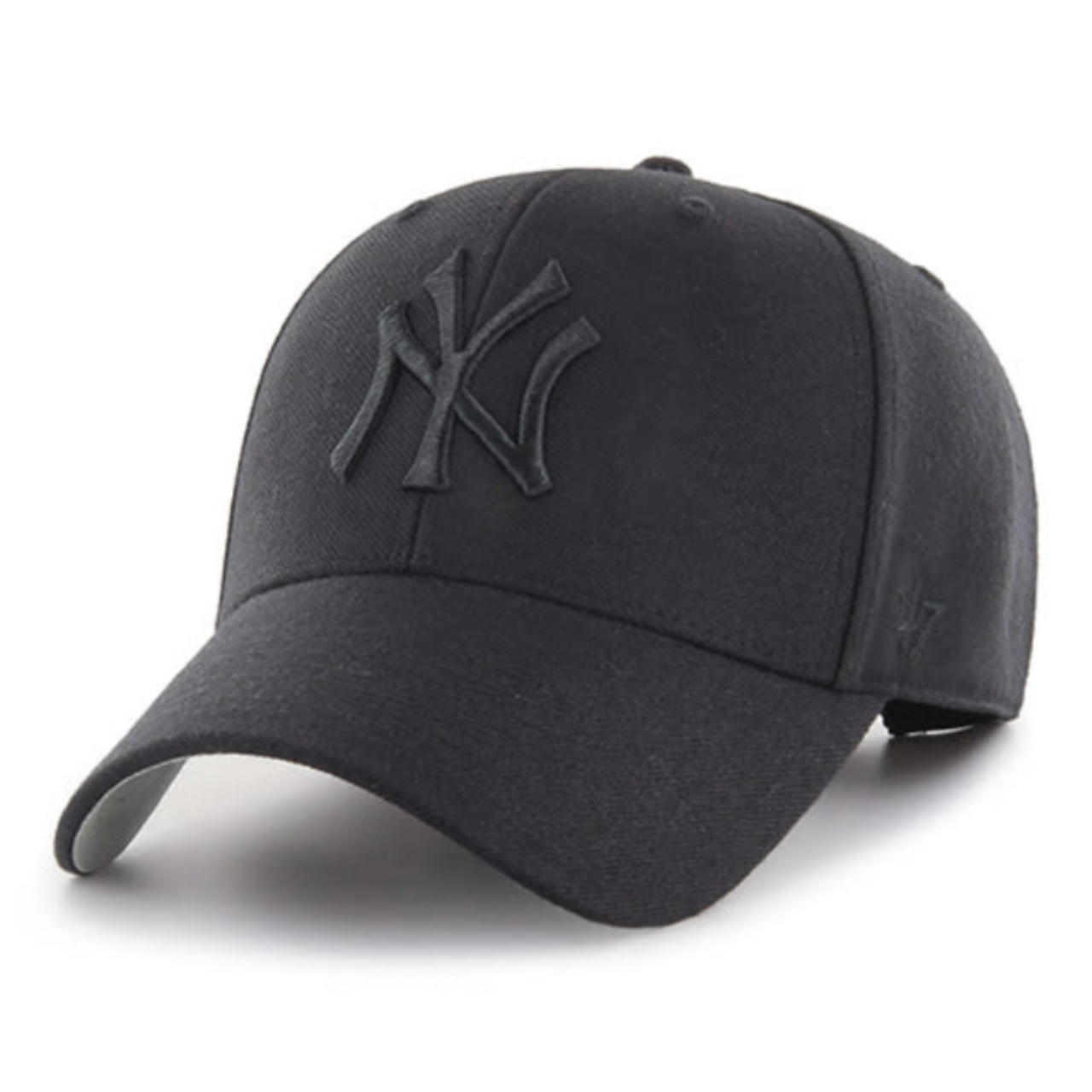 '47 Brand New York Yankees Black Black Logo MVP Adjustable Hat front