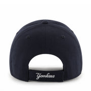 Navy blue cap with 'Yankees' logo on a white background