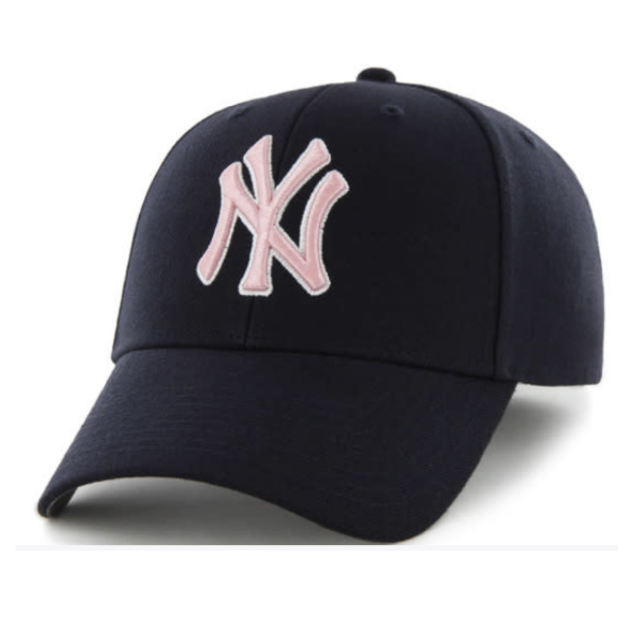47 Brand New York Yankees Navy Pink Logo MVP Adjustable Hat front