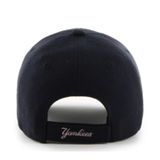 Back of 47 Brand New York Yankees Navy Pink 2 Tone MVP Adjustable Velcro Hat 