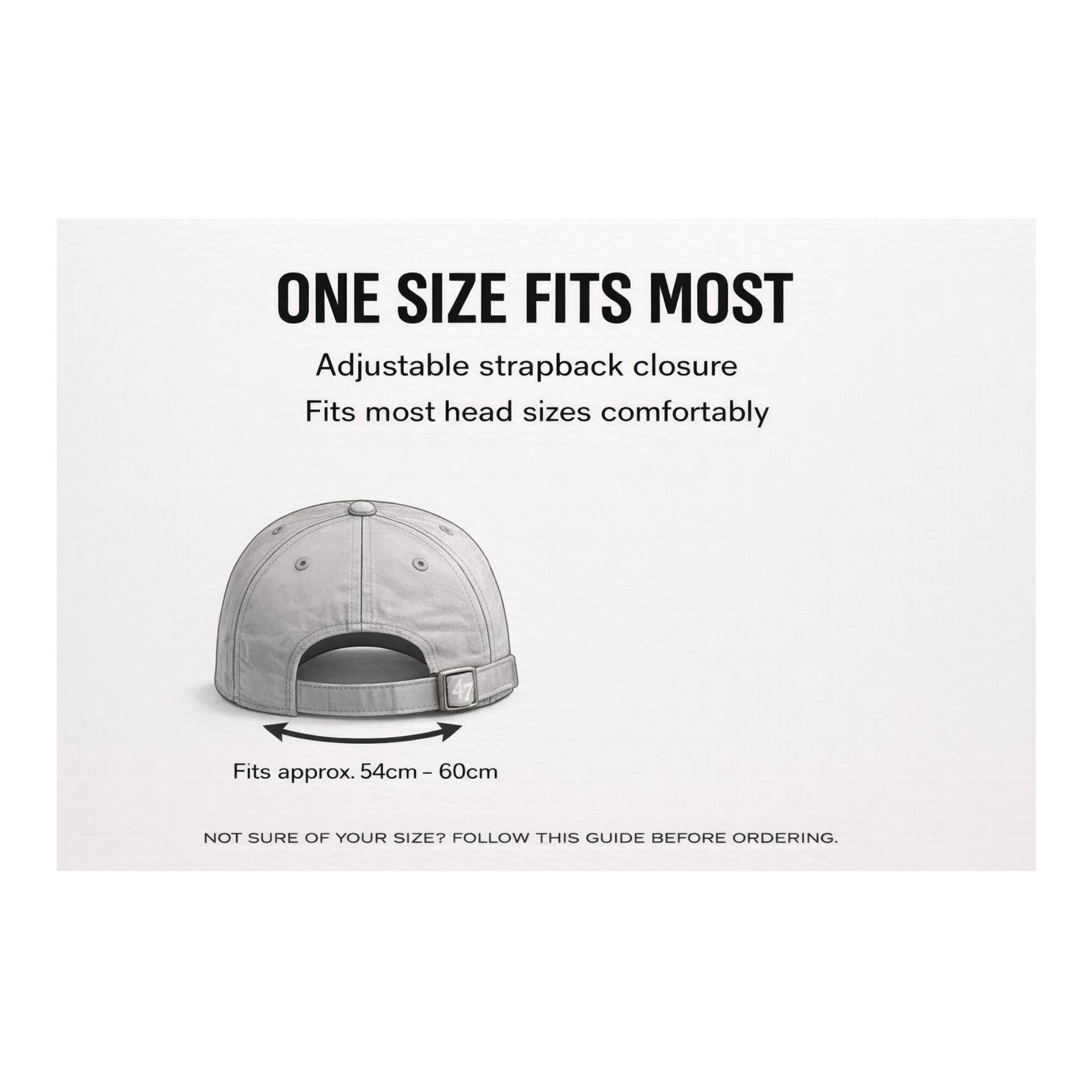 '47 Brand New York Yankees NY Natural Navy 2 Tone Clean Up Adjustable Strap Hat size guide