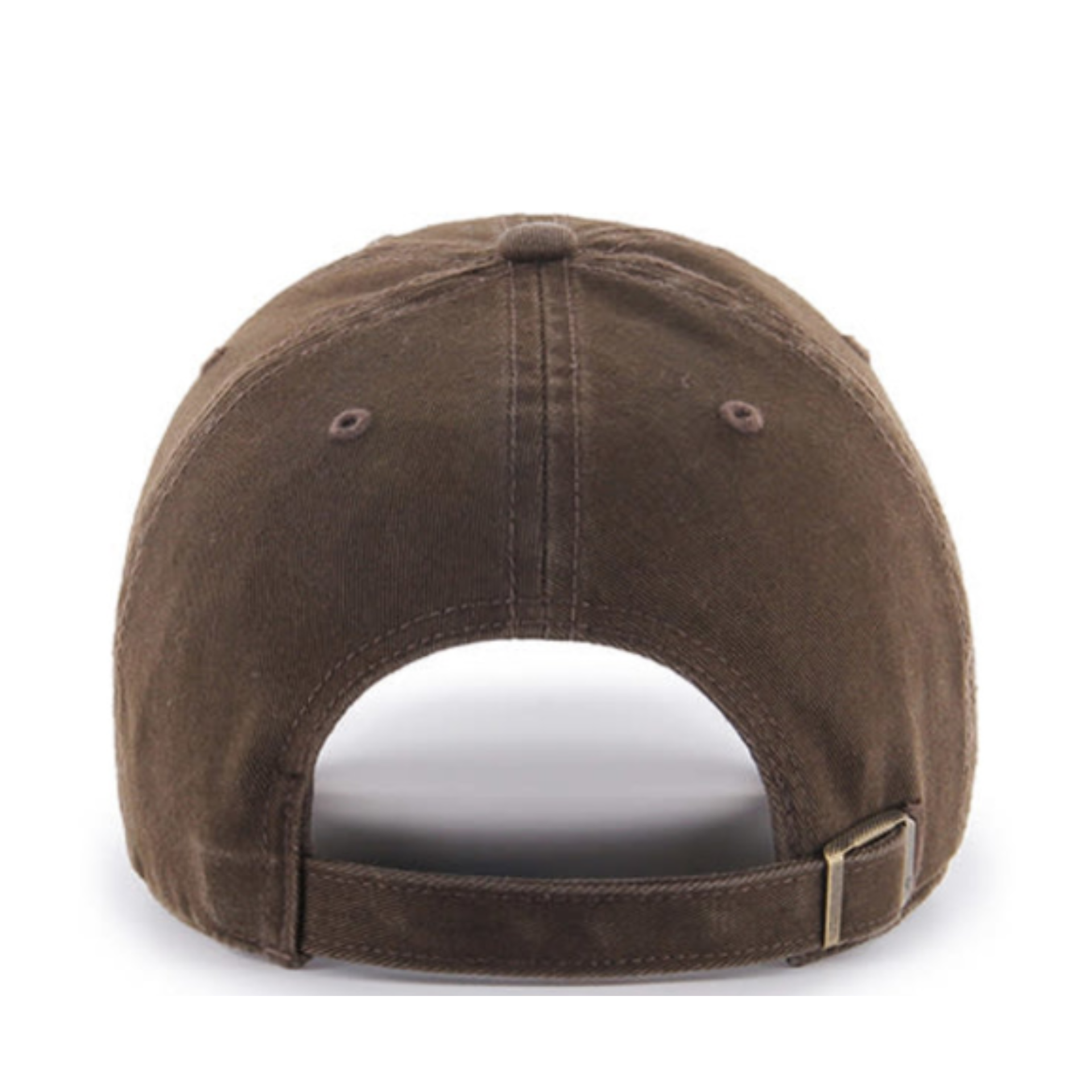 Brown ’47 Brand New York Yankees Clean Up adjustable strap hat with adjustable fabric strap closure, back view on white background