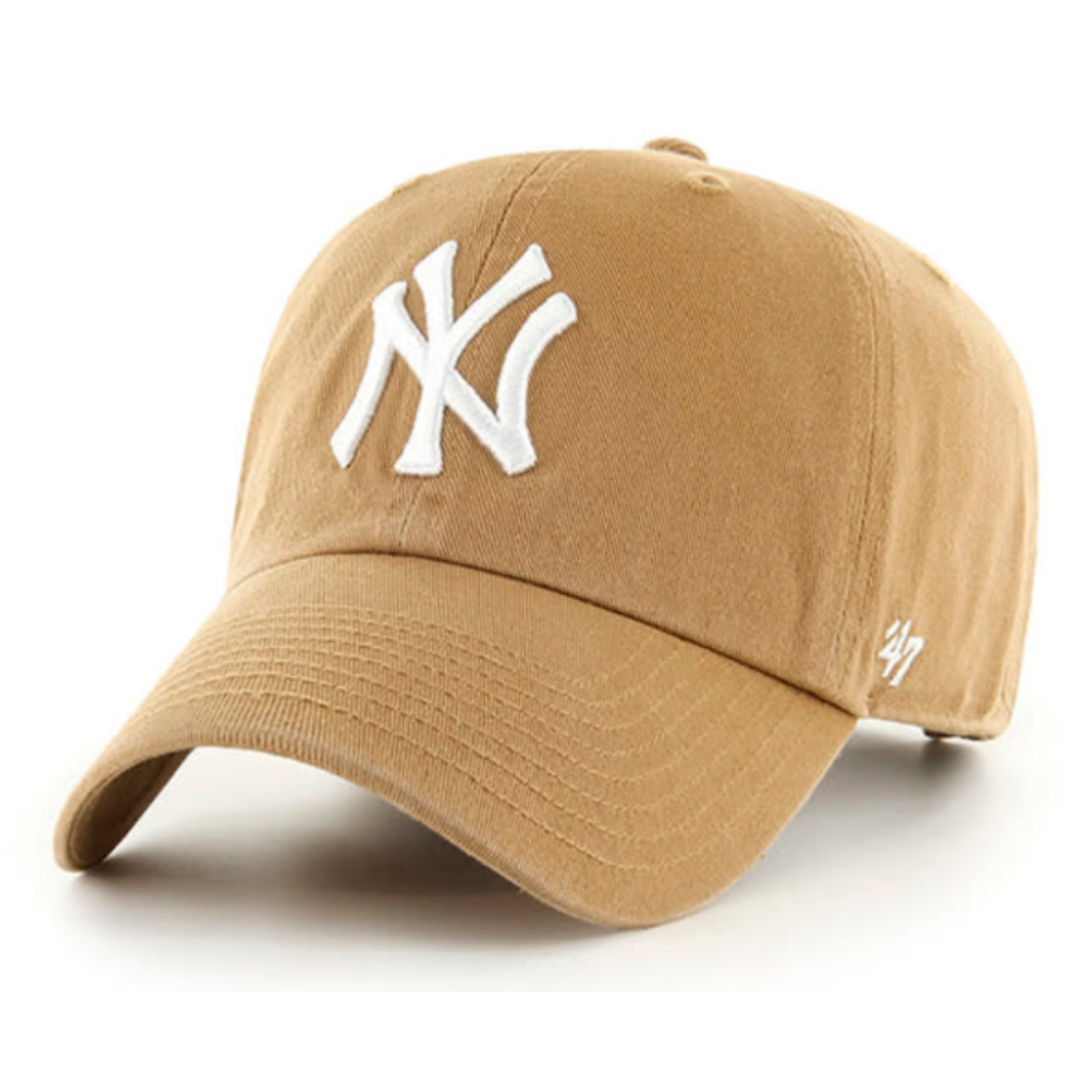 Front View of 47' Brand New York Yankees Clean Up Camel Adjustable Strap Hat 