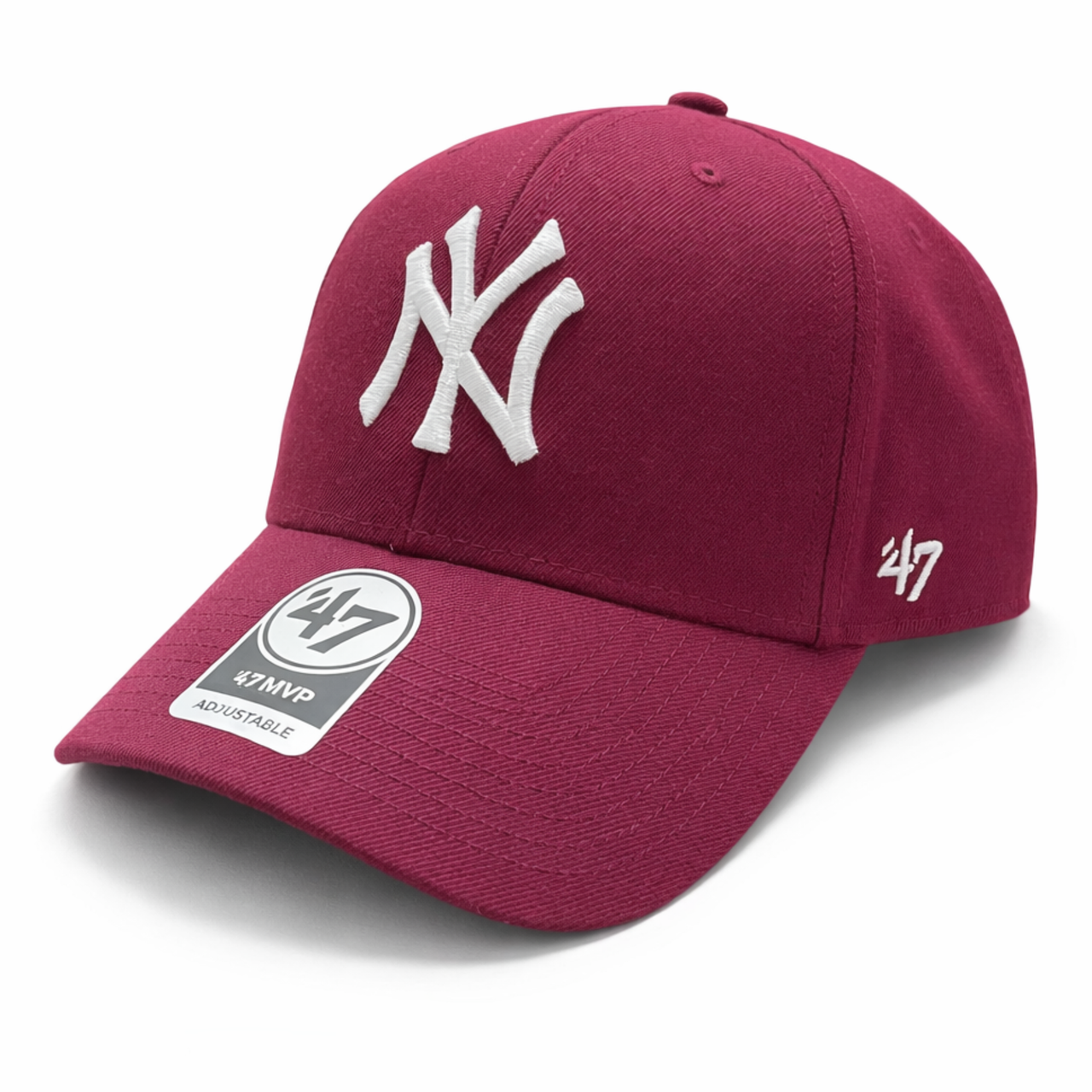 Front View of '47 Brand New York Yankees Burgundy MVP Adjustable Velcro Hat