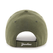 Back View of 47 Brand New York Yankees Olive Green MVP Adjustable Velcro Hat 