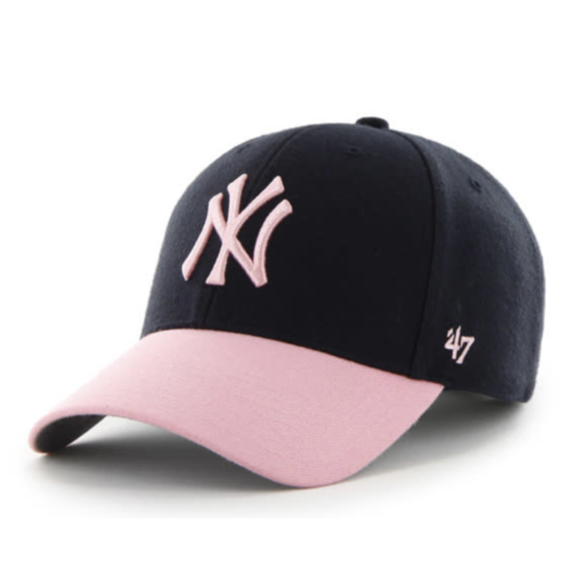 47 Brand New York Yankees Navy Pink 2 Tone MVP Adjustable Velcro Hat 