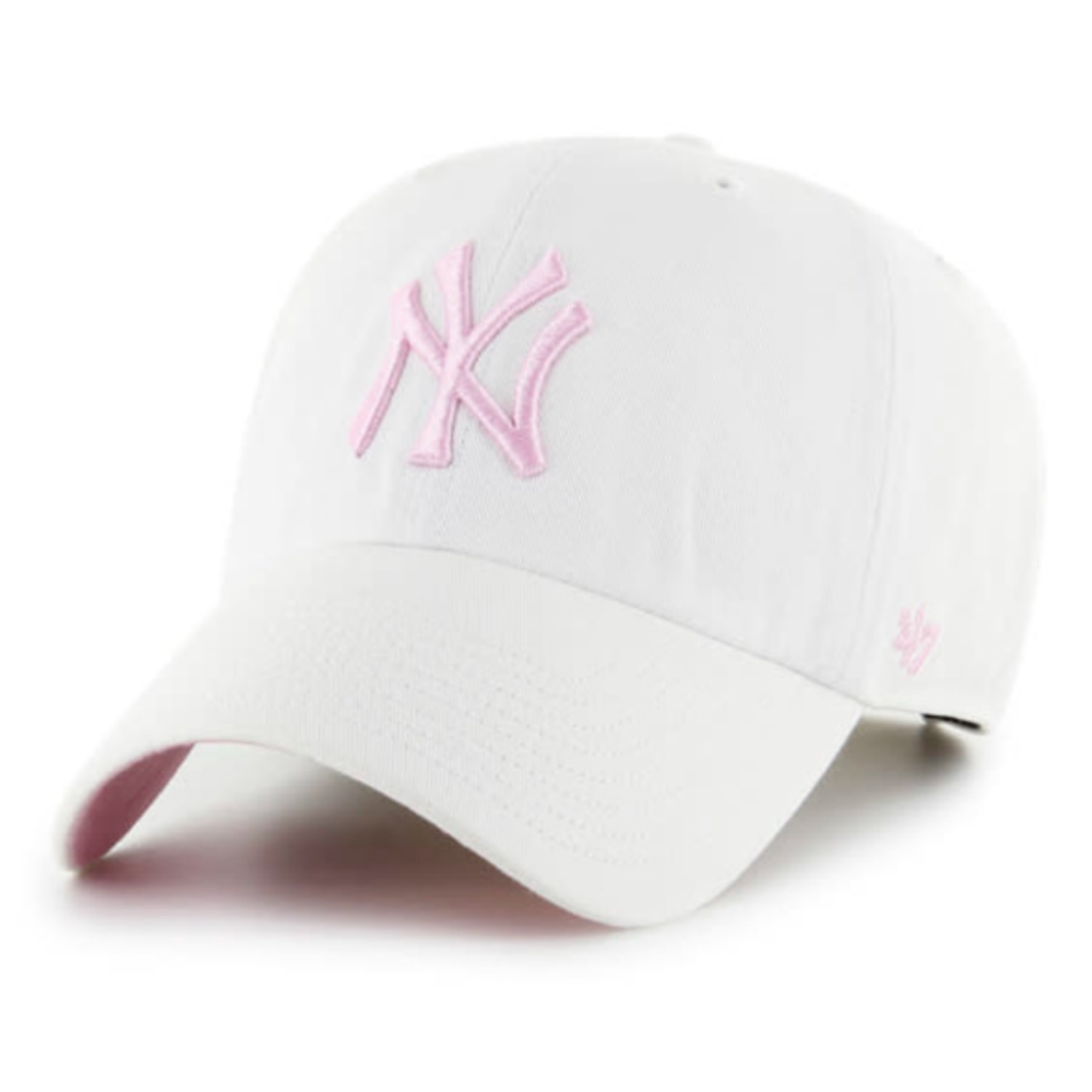 47 Brand New York Yankees BALLPARK White Pink Clean Up Adjustable Hat
