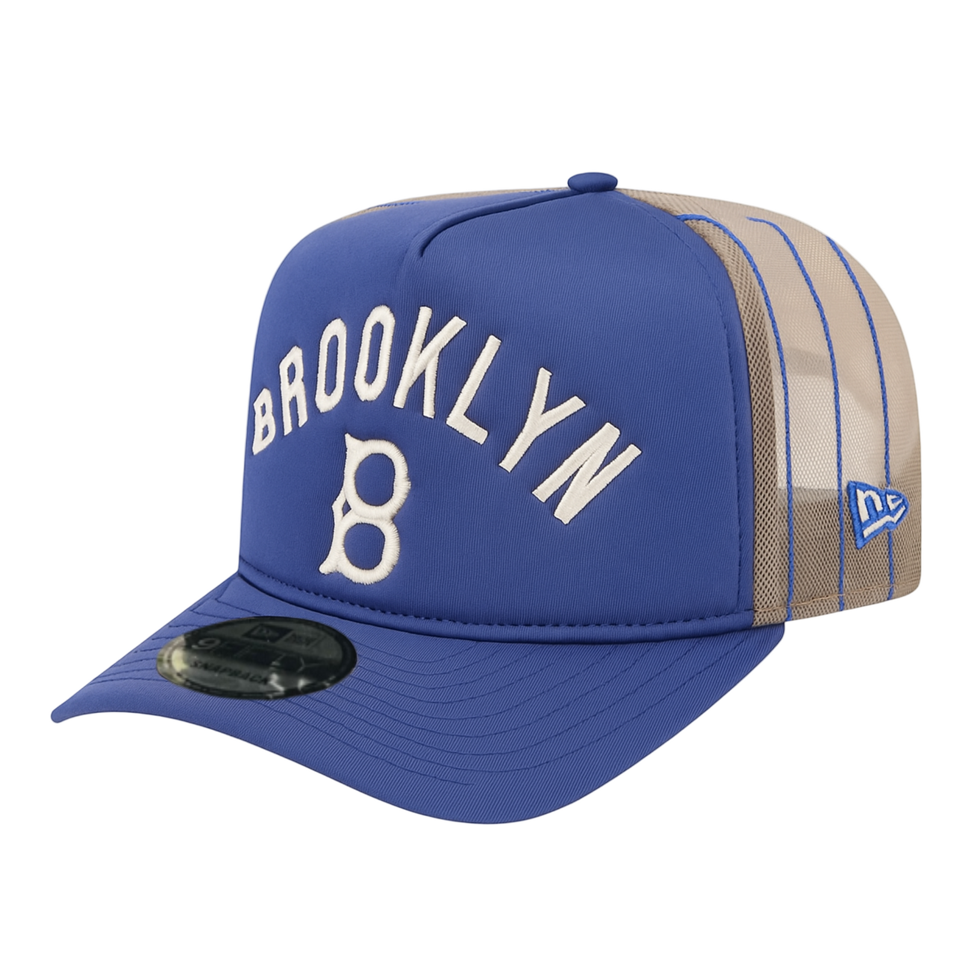 New Era Los Angeles Dodgers Royal Vintage Arched Foam Front 9FIFTY A-Frame Adjustable Trucker Hat