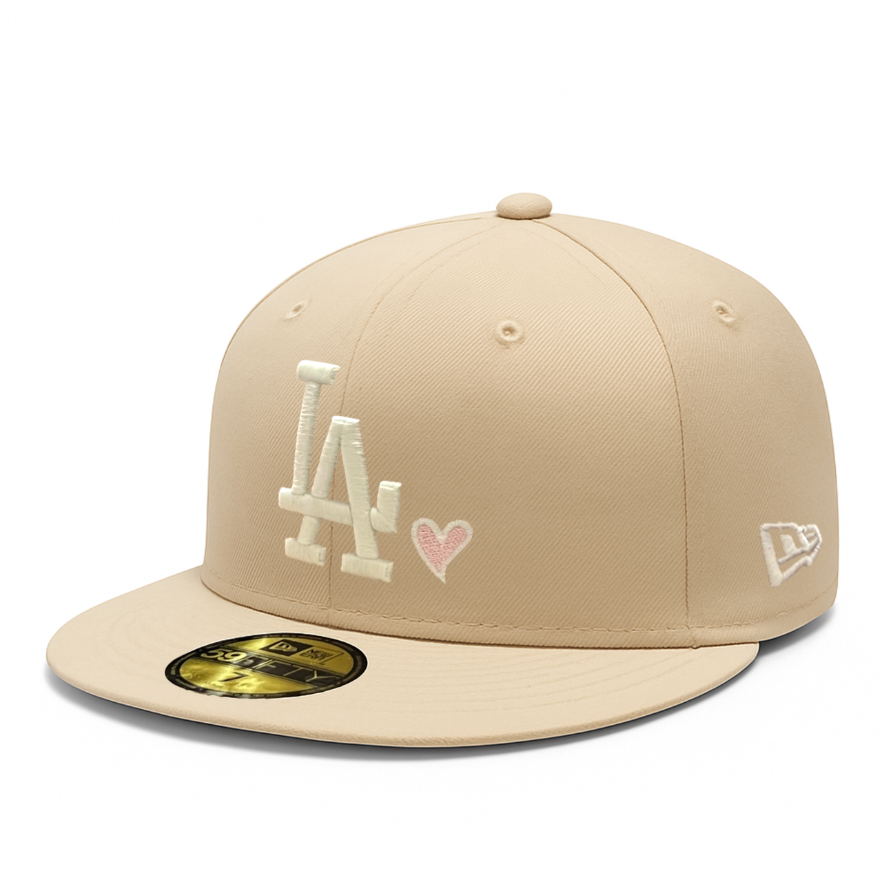 New Era Los Angeles Dodgers Camel Pink Heart 59FIFTY Fitted Hat