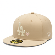 New Era Los Angeles Dodgers Camel Pink Heart 59FIFTY Fitted Hat