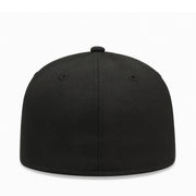 BACK OF New Era New York Yankees Black White Outlined 59FIFTY Fitted Men's Hat