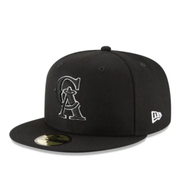 New Era California Angels Black White Outlined 59FIFTY Fitted Men's Hat