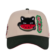 JC Brand Watermelon Cat Black/Beige Snapback Hat 