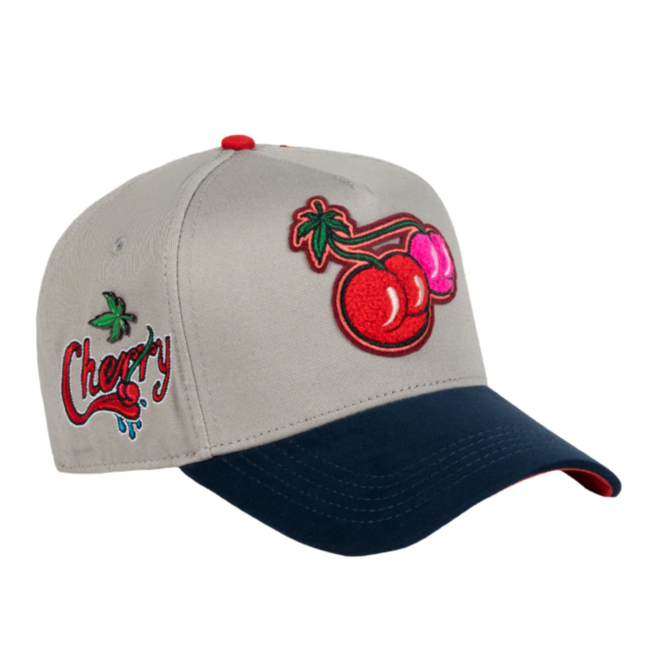 Side of JC Brand  LOU LOU CHERRY Gray Snapback Hat