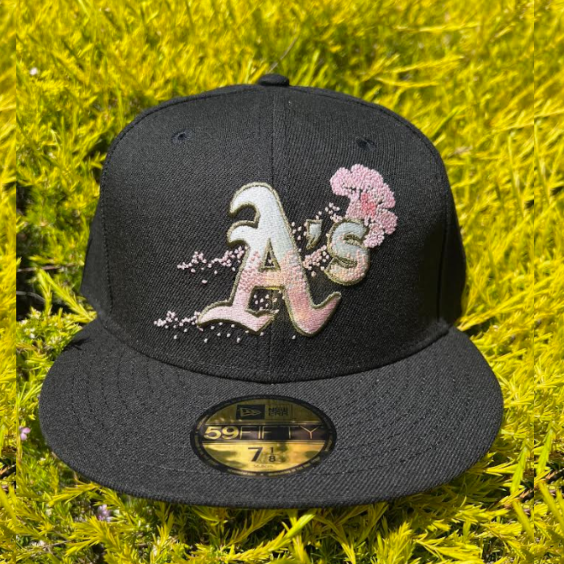 Black Dotted Floral Pink Oakland Athletics New Era Men's Fitted Hat