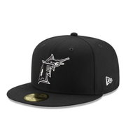 New Era 59Fifty Florida Marlins Cooperstown Black and White Fitted Hat