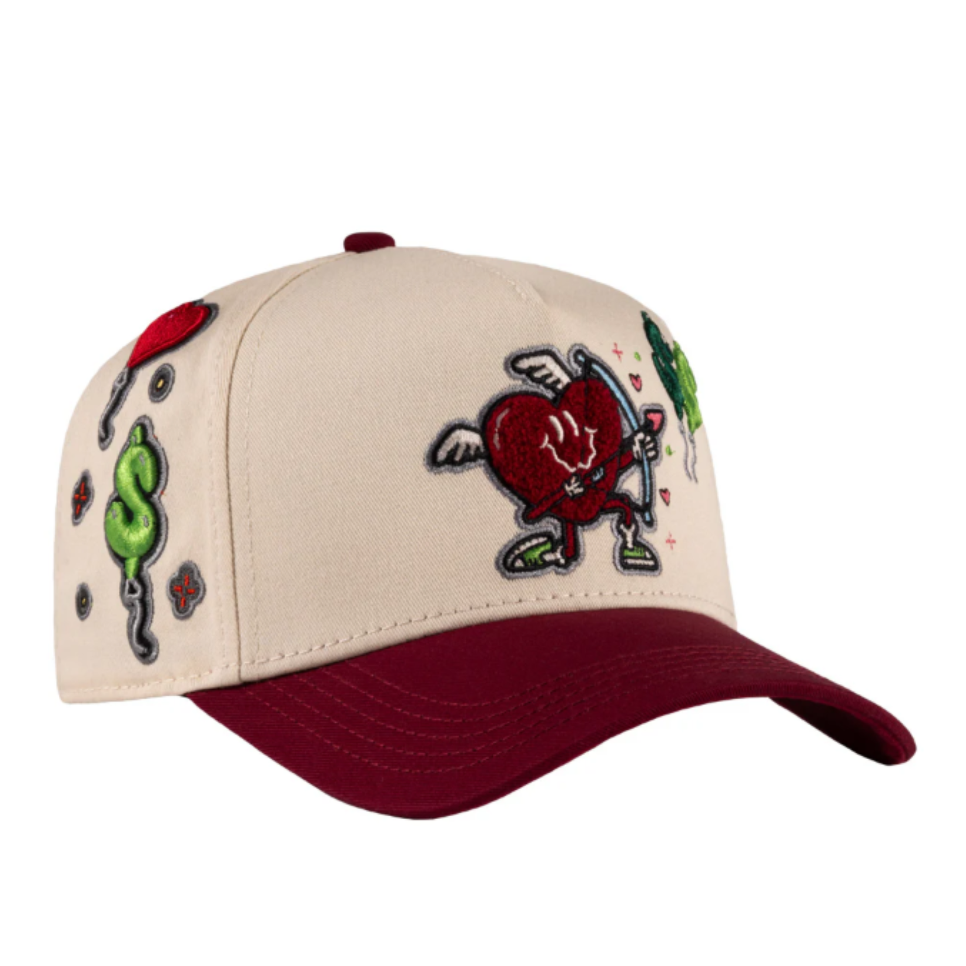 Side of JC Brand Money Love Beige/Red Snapback Hat 