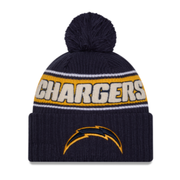 New Era Los Angeles Chargers 2024 Sideline Cuffed Pom Knit Beanie - Navy