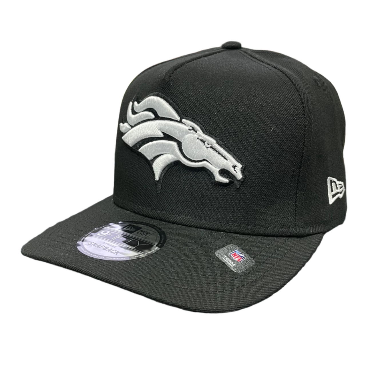 New Era Denver Broncos A-Frame Curved Black White Snapback Hat