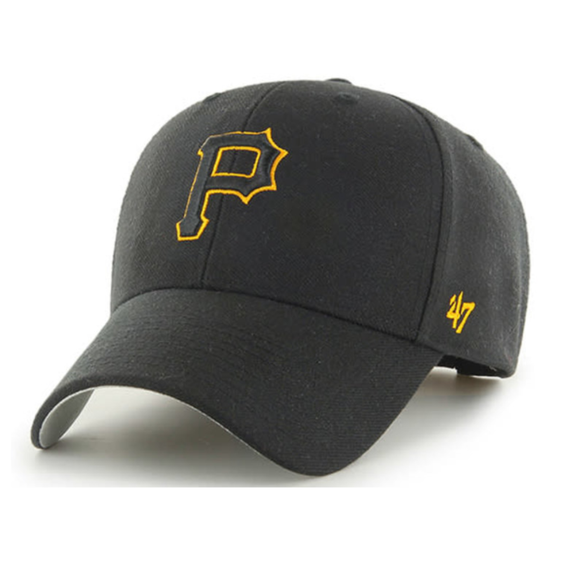 47 Pittsburgh Pirates P Black Yellow Outlined MVP Adjustable Hat