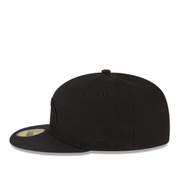 Side View of New Era Los Angeles Chargers Black on Black 59FIFTY Fitted Hat