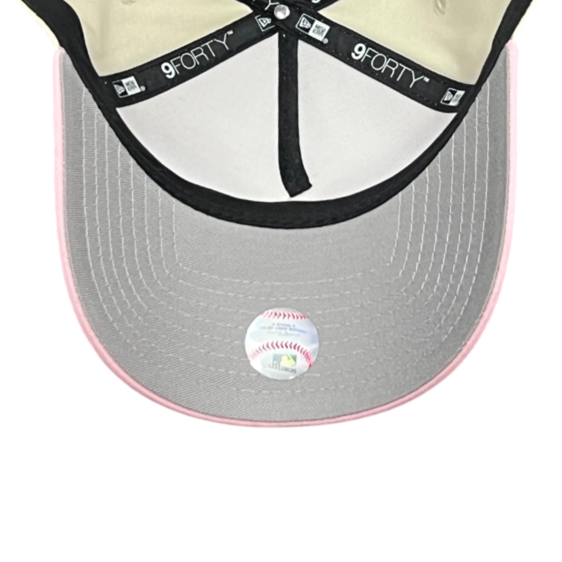 gray bottom of Los Angeles Dodgers Chrome Pink 9FORTY A-Frame Snapback