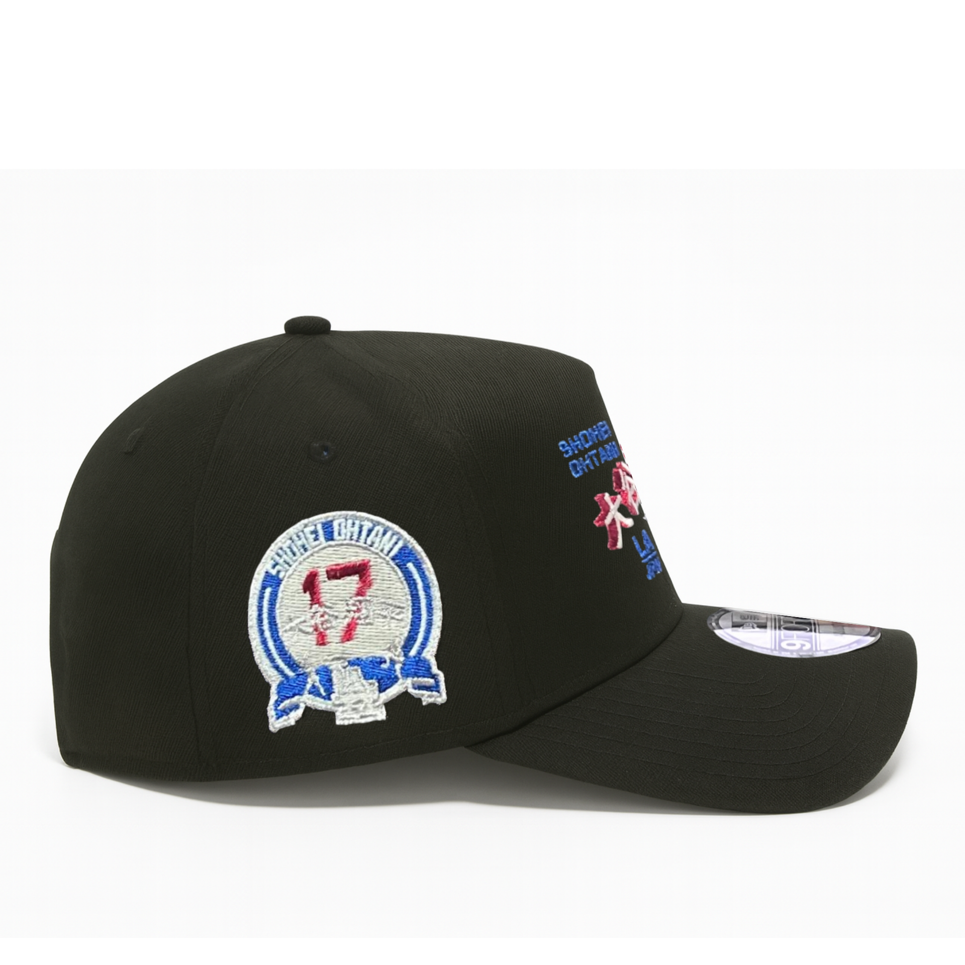 side patch of Los Angeles Dodgers Ohtani 17 Black 9FORTY A-Frame Snapback