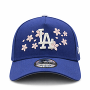 front view of New Era Los Angeles Dodgers Cherry Blossom Royal Blue 9FORTY A-Frame Snapback
